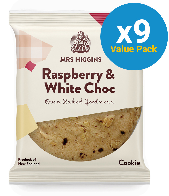Mrs Higgins: Raspberry & White Choc Cookie (85g) Pack of 9 image