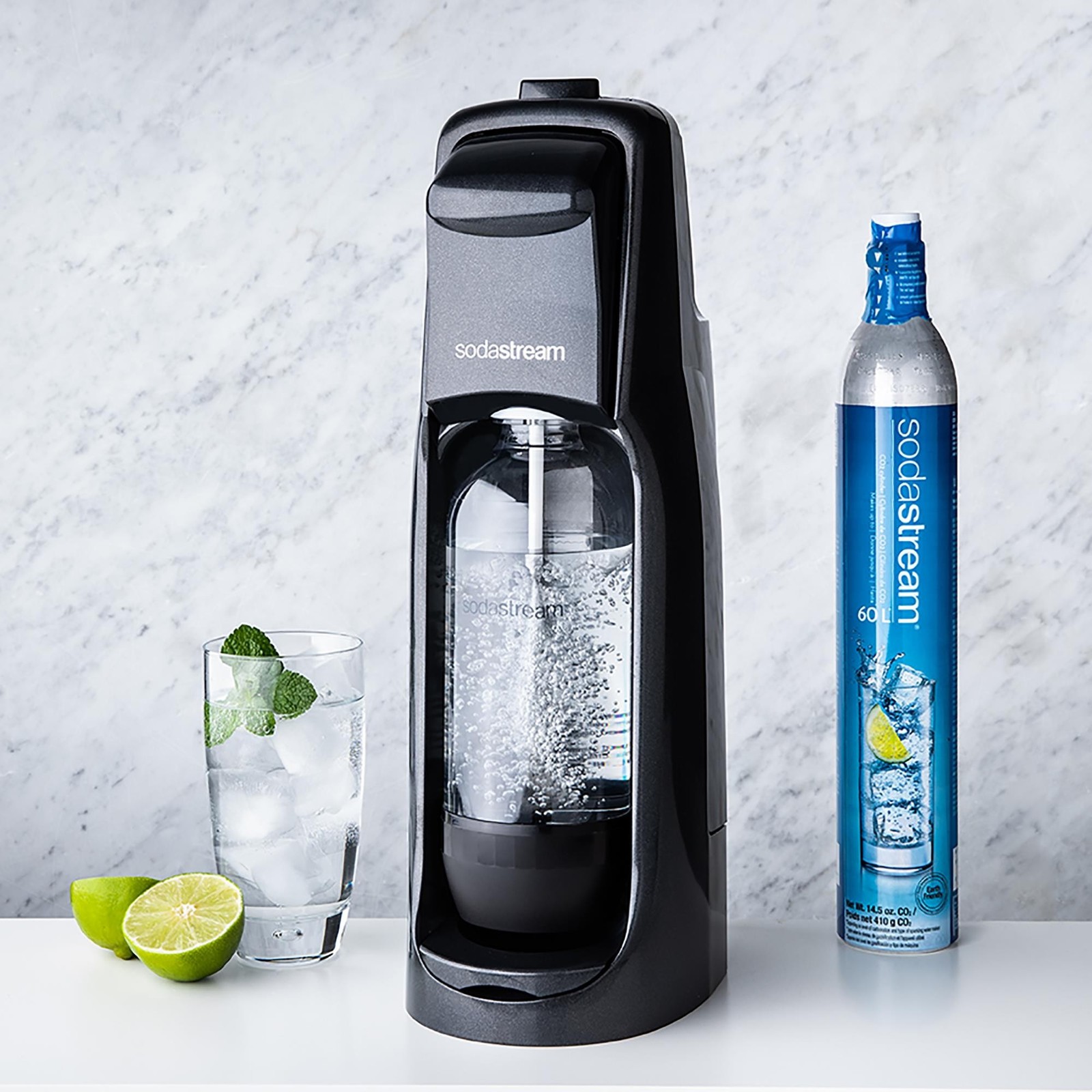 Buy SodaStream Jet 60L Starter Pack Metallic Black at Mighty Ape NZ