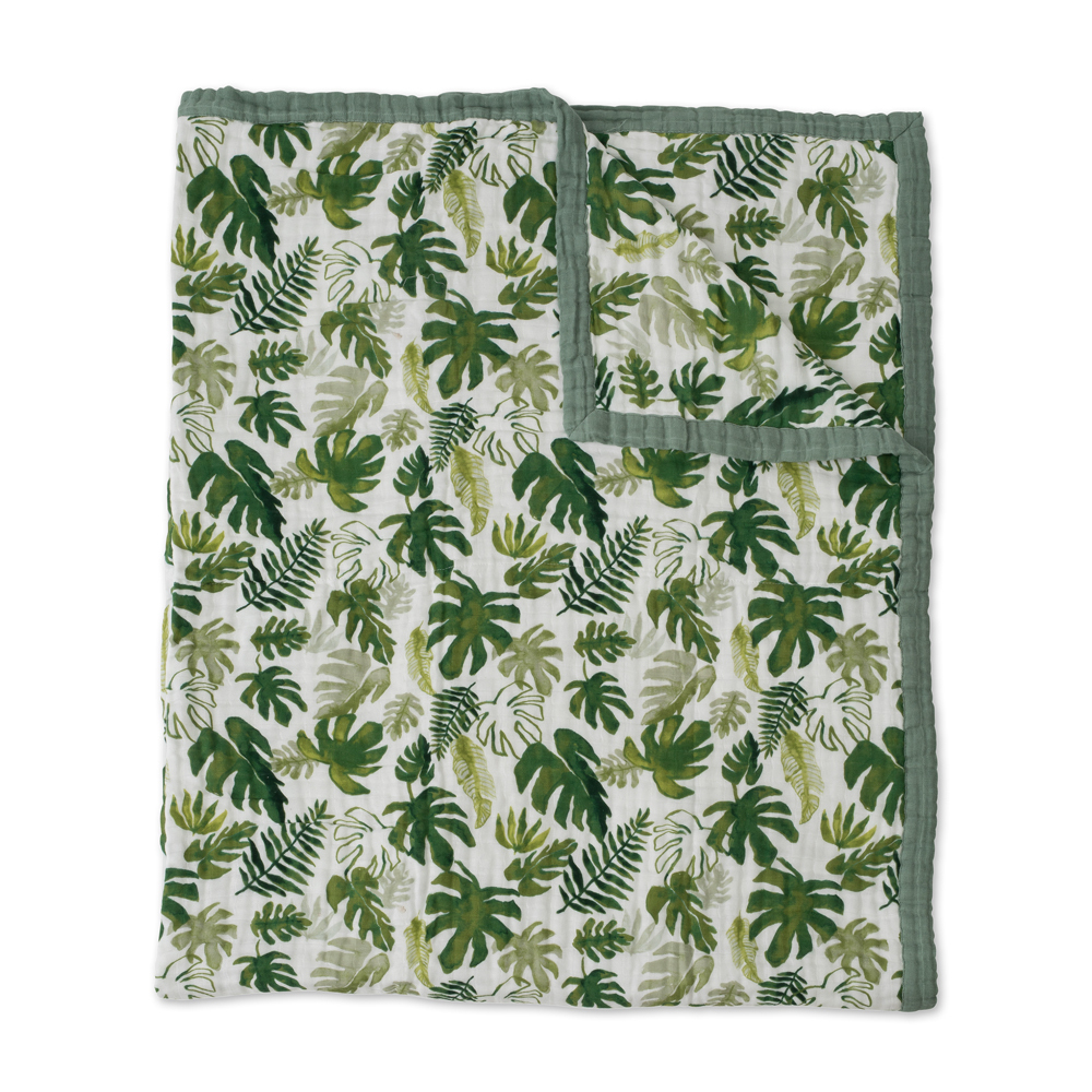 Big Kids Cotton Muslin Quilt - Tropical Leaf image