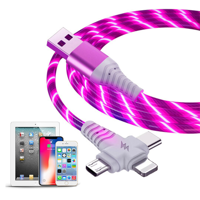 3-in-1 Illuminated Charging Cable - Red (1m) image