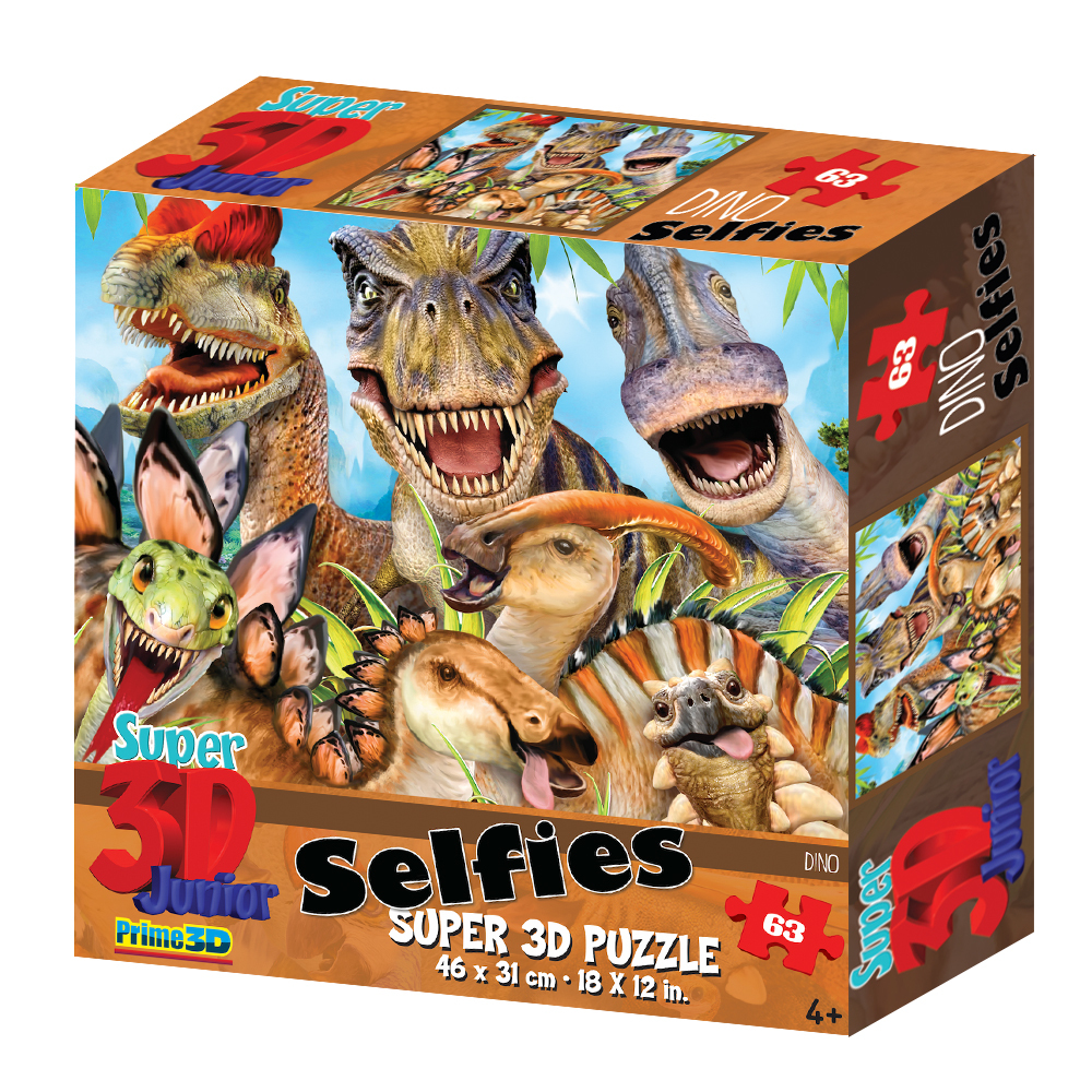 Super 3D: 63-Piece Jigsaw Puzzle - Dino Selfie