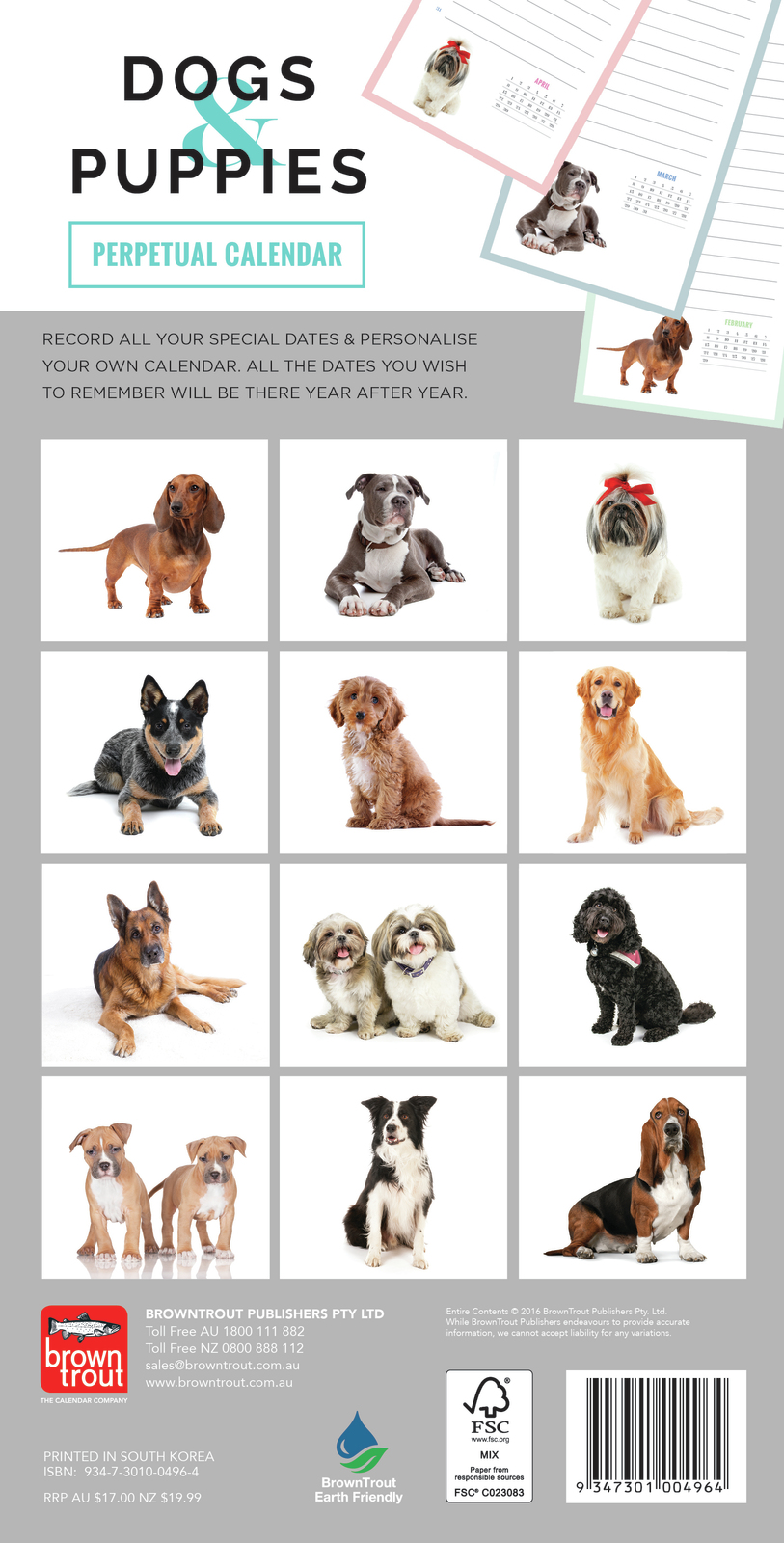 Buy Dogs and Puppies Perpetual Wall Calendar at Mighty Ape Australia