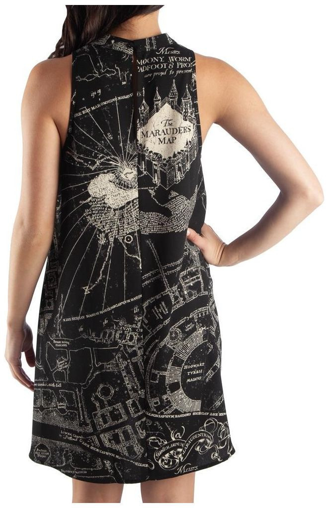 Harry Potter Marauders Map Sleeveless Choker V Neck Dress: XL image