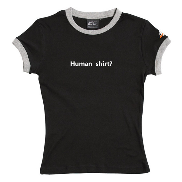 Human Shirt - Female Ringer Tee (Black) for image