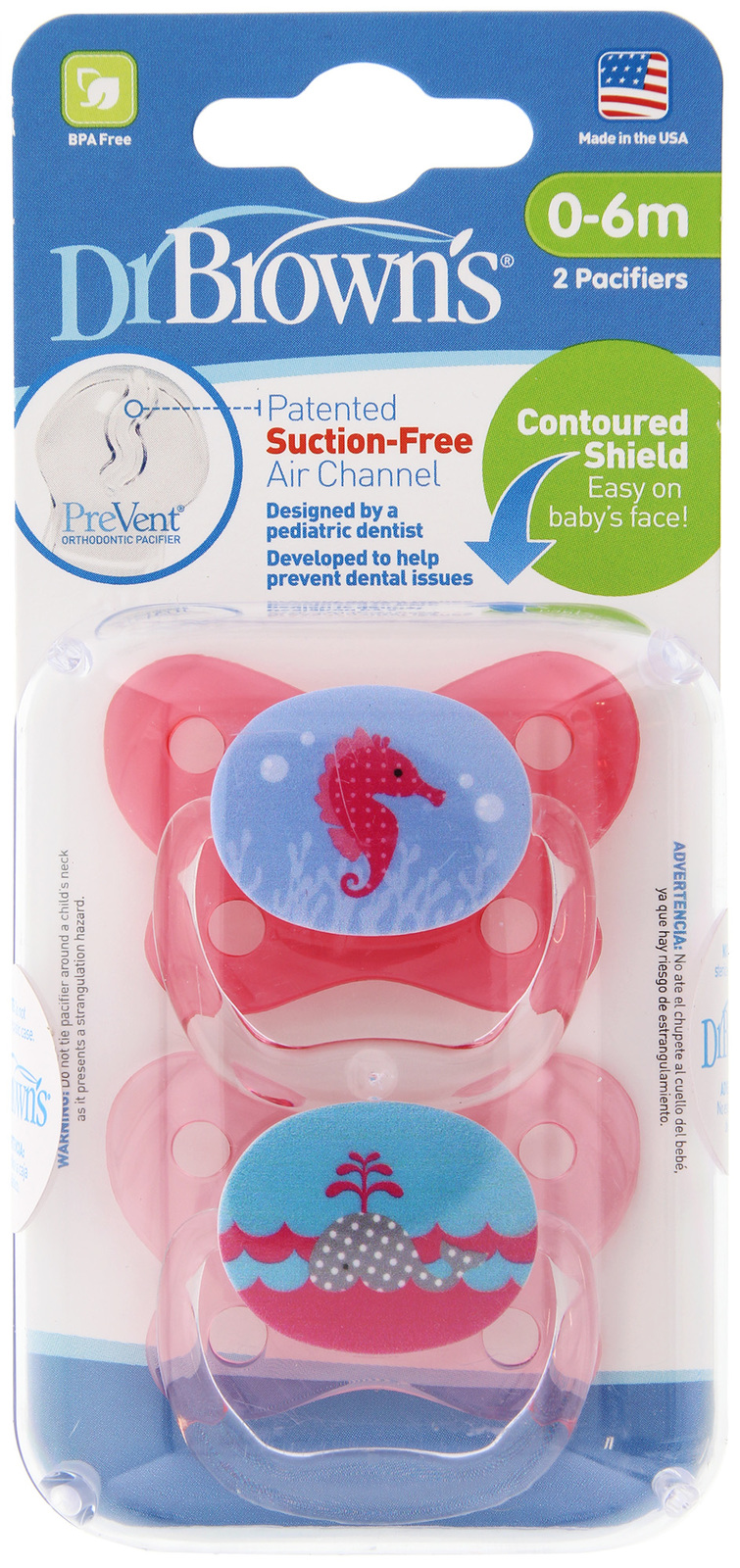 Dr. Brown's Stage 1 Dummie - 0-6 months - Pink (2 Pack) image