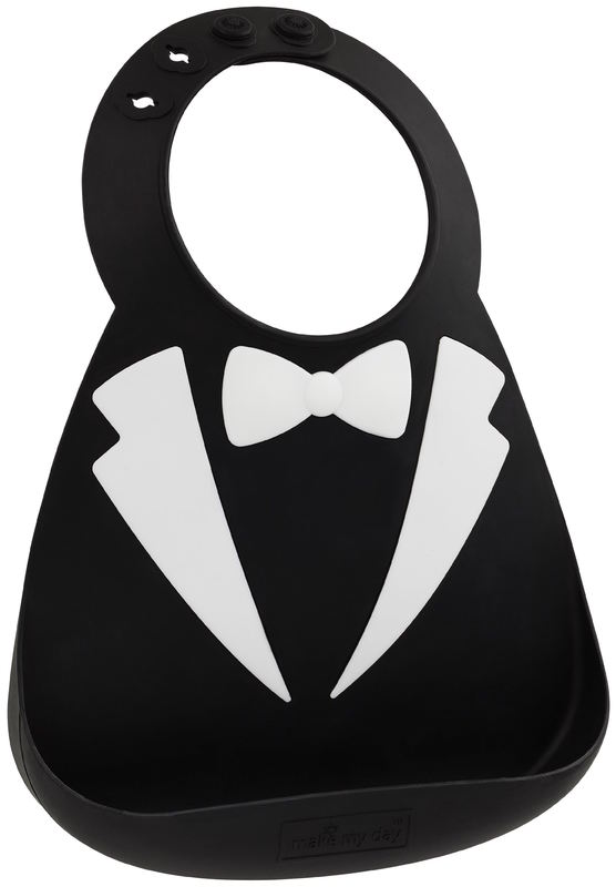 Make My Day: Silicone Baby Bib - Tuxedo Black & White