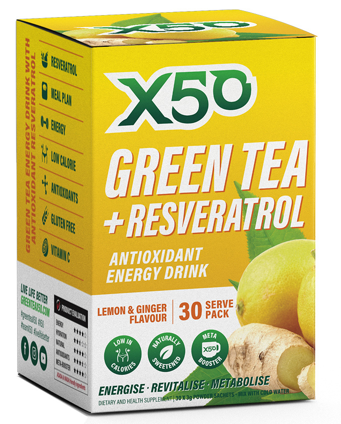 Green Tea X50 + Resveratrol - Lemon & Ginger (30 Sachets) image