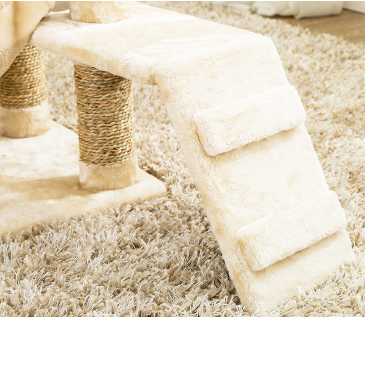 Cat Tree (6 Levels) With Hammock 1.4M - White / Light Brown image