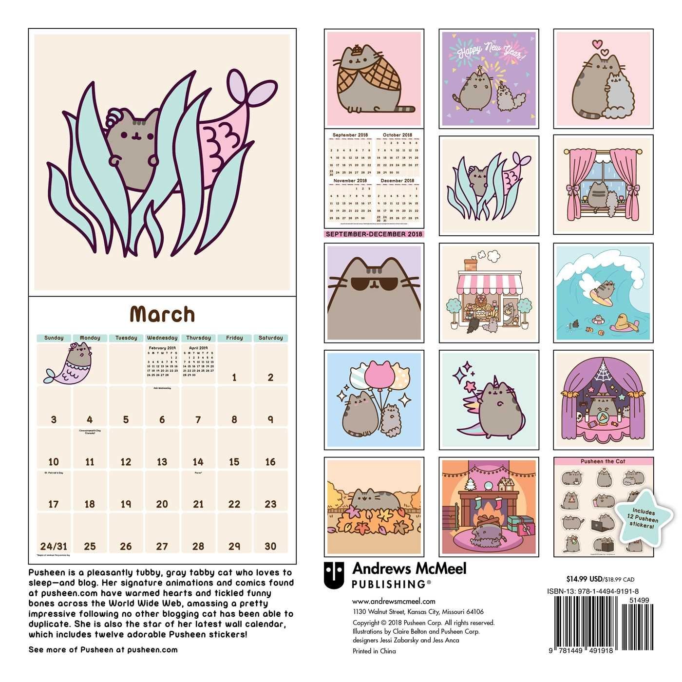 Pusheen the Cat 2019 Wall Calendar by Claire Belton