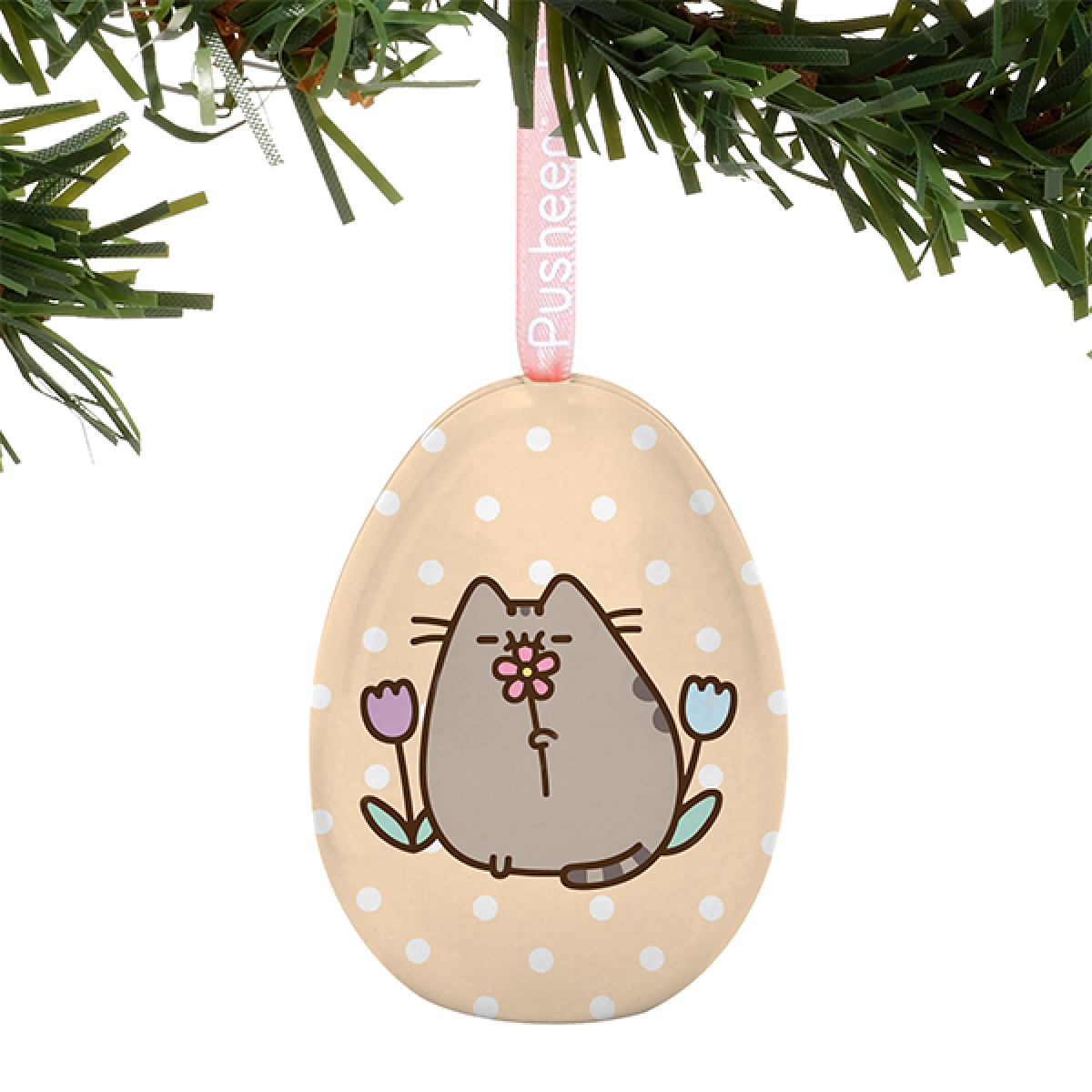 Pusheen: Tin Egg Ornament - May Flowers image