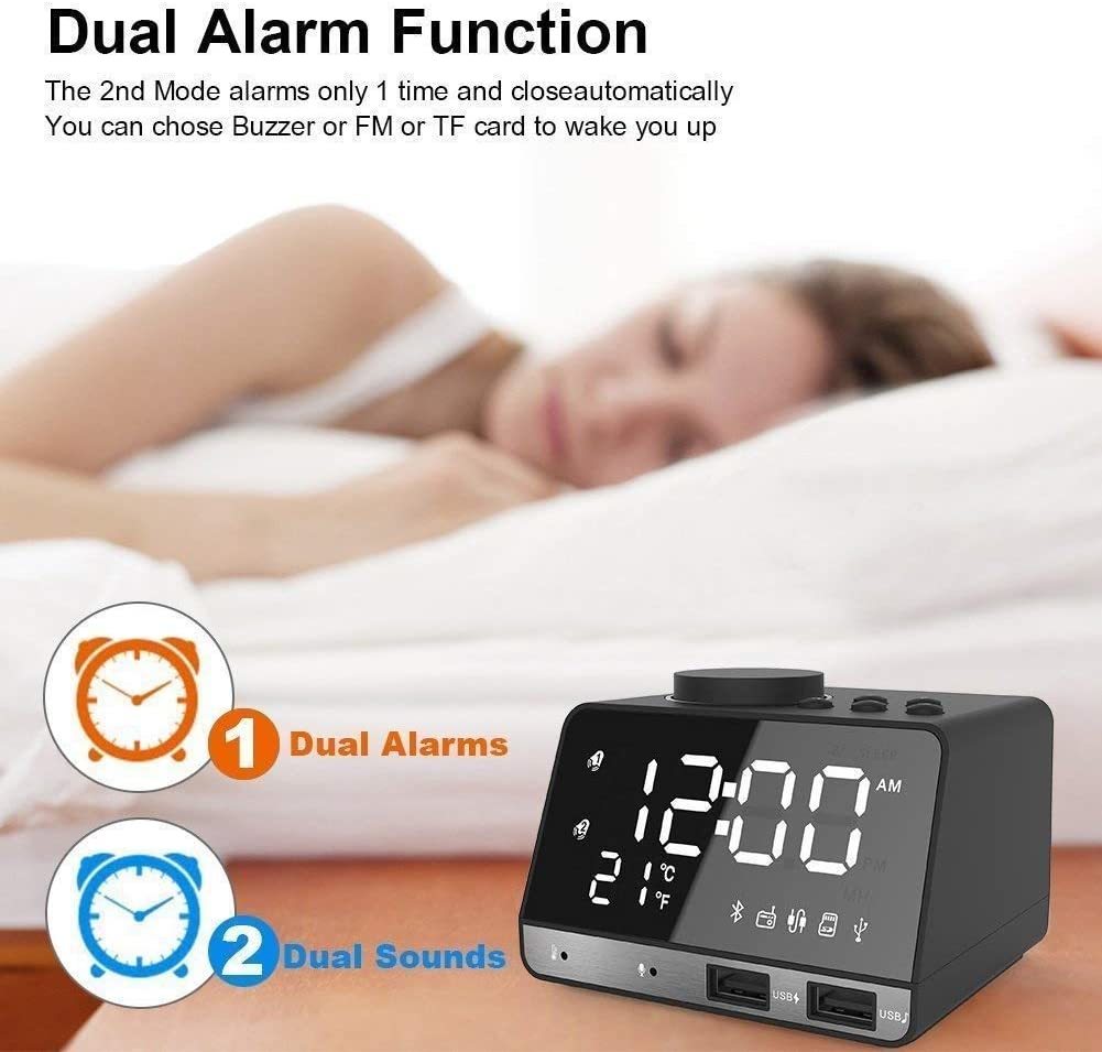 Alarm Clock with USB Charger, 4.2" LED Digital Alarm Clock with FM