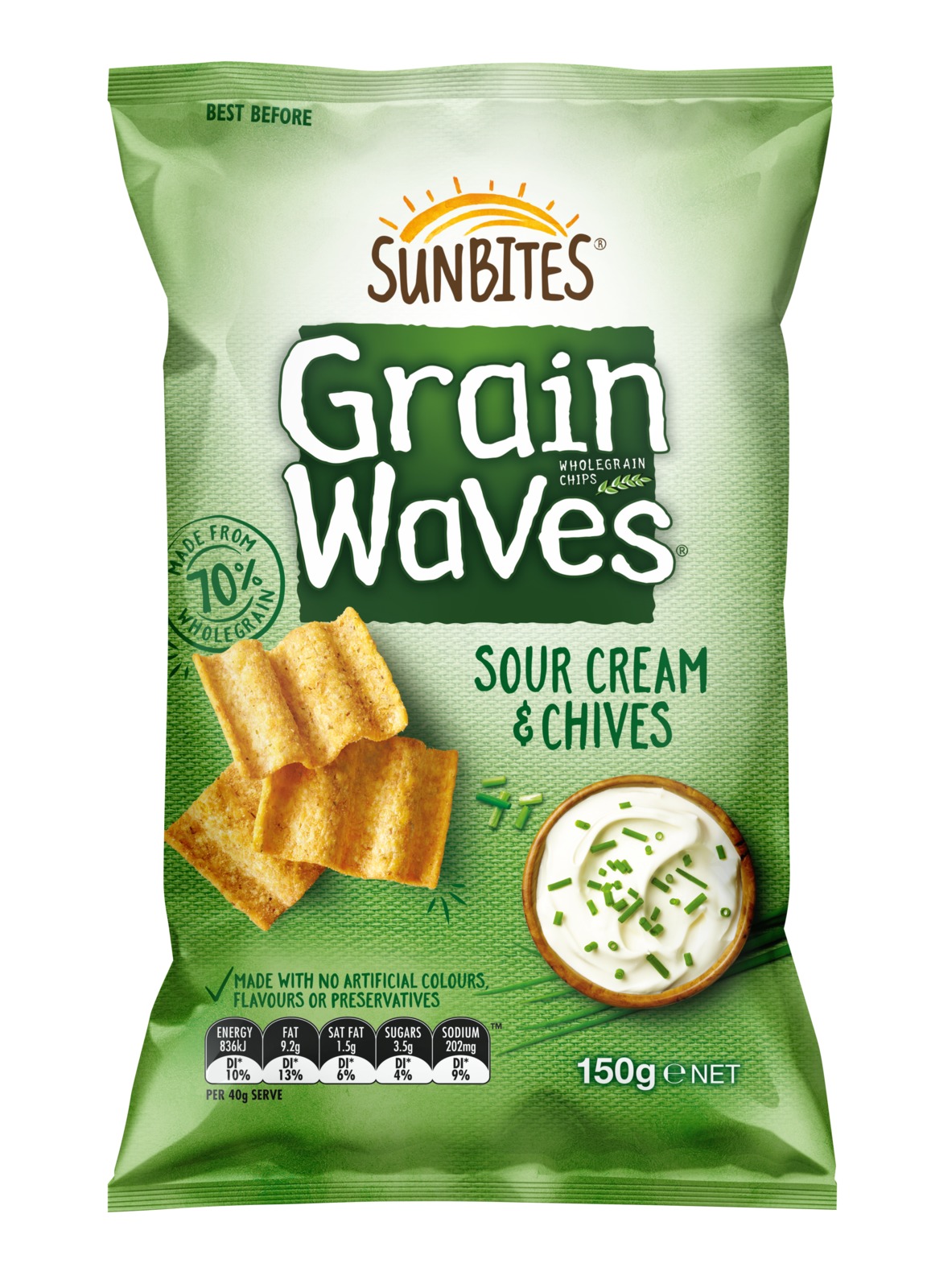Sunbites Grain Waves - Sour Cream & Chives (150g) image