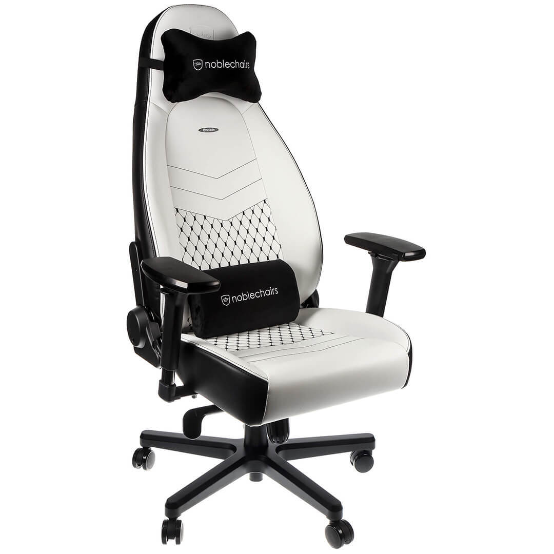 noblechairs ICON PU Leather Gaming Chair White/Black Buy Now at Mighty Ape NZ