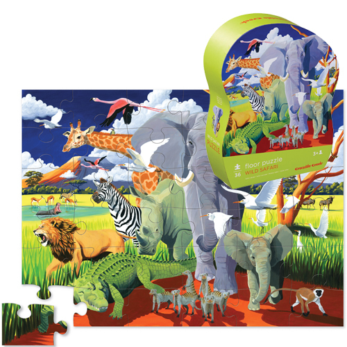 Crocodile Creek: 36-Piece Shaped Box Puzzle - Wild Safari image