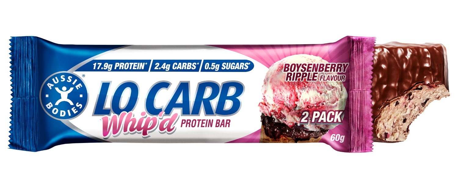Aussie Bodies Lo Carb Whip’d Protein Bars - Boysenberry Ripple (12x60g) image