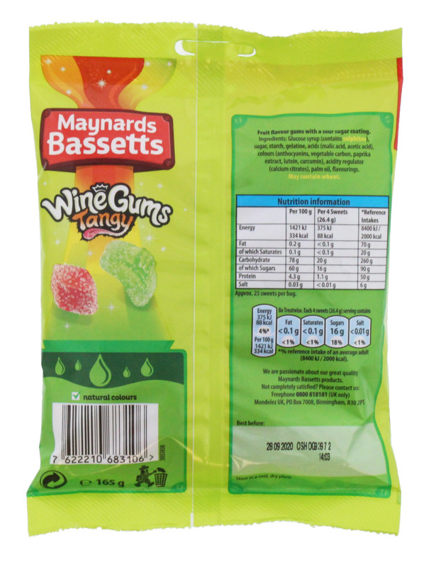 Maynards Bassetts Tangy Wine Gums 165g (12 Pack) at Mighty Ape NZ