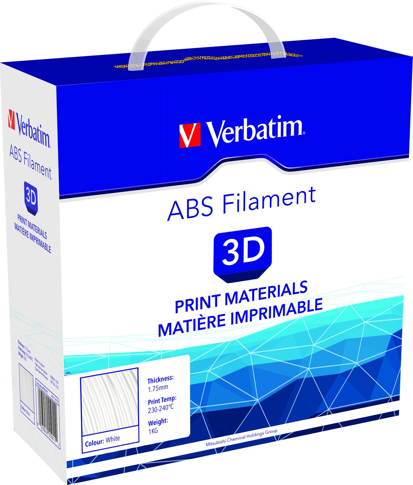 Verbatim 3D Printer ABS 1.75mm Filament - 1kg (White) image