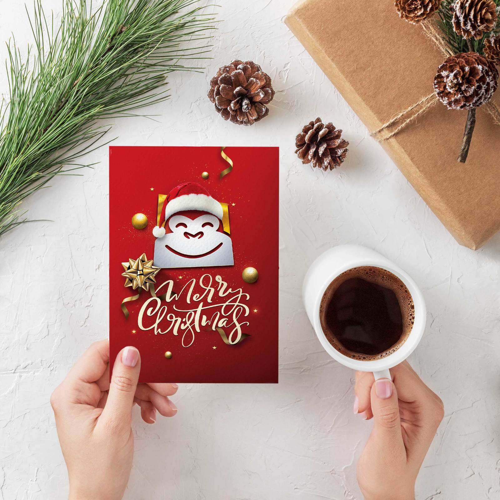 Gorilla Gift: Christmas Cards - Santa Hat (Pack of 10) image