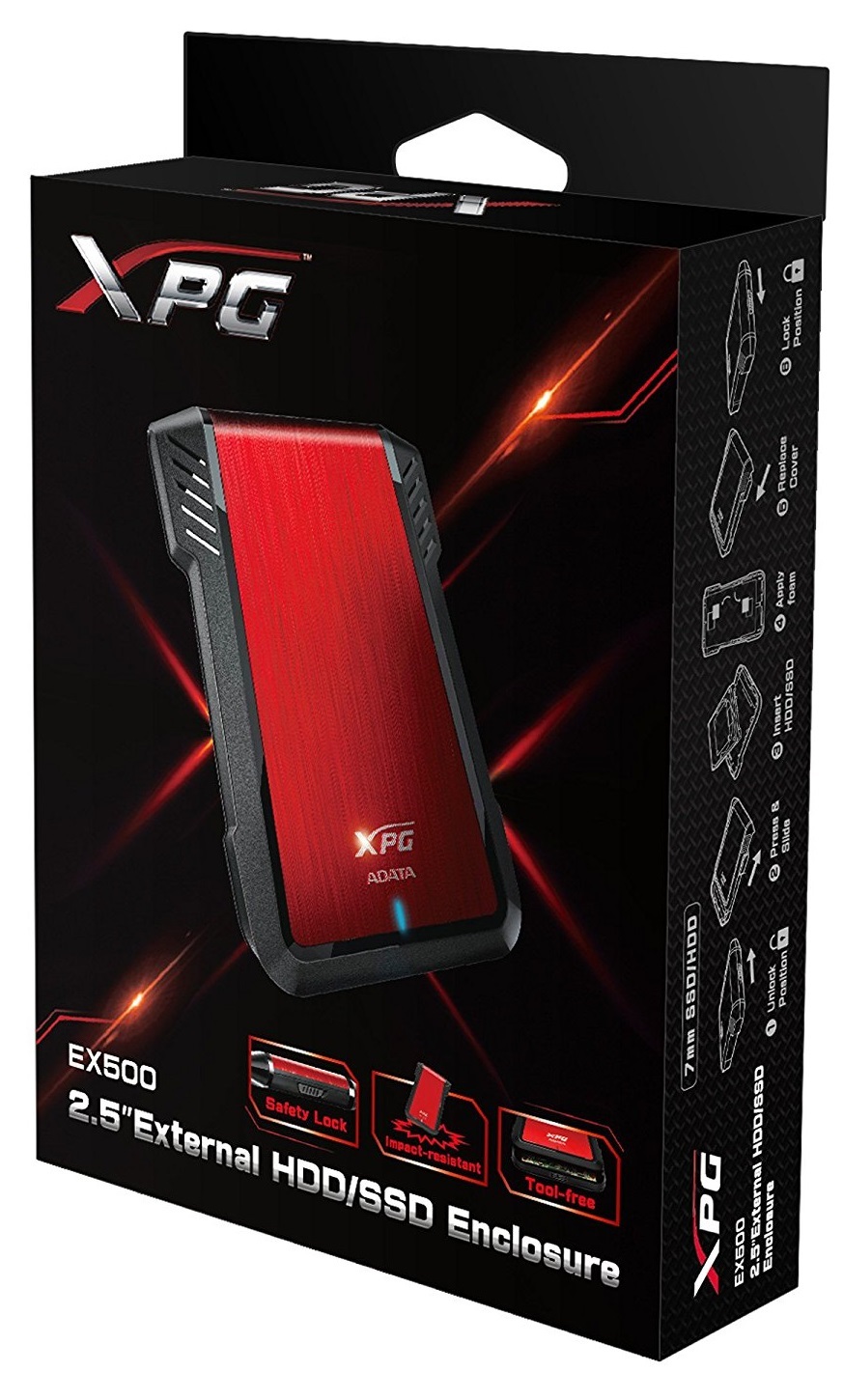 ADATA XPG EX500 SATA USB 3.0 2.5" Red External HDD Enclosure image