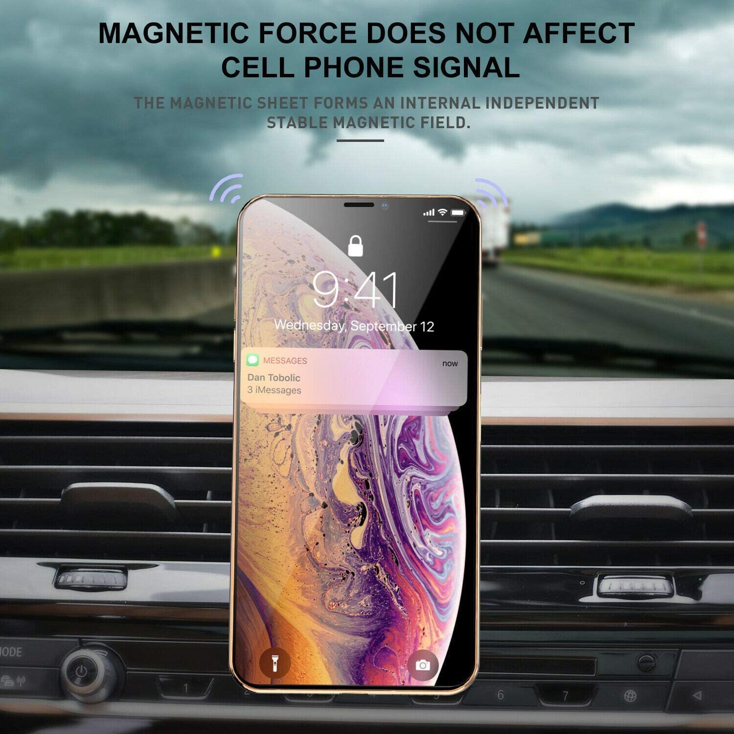 Magnetic Car Dash Phone Holder - Silver image