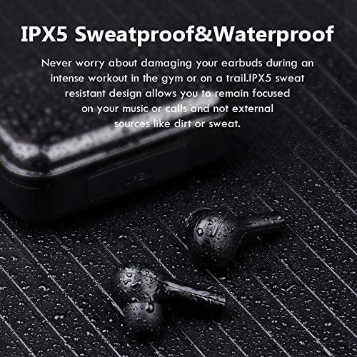 TWS Waterproof True Wireless Bluetooth Headphones- Black image