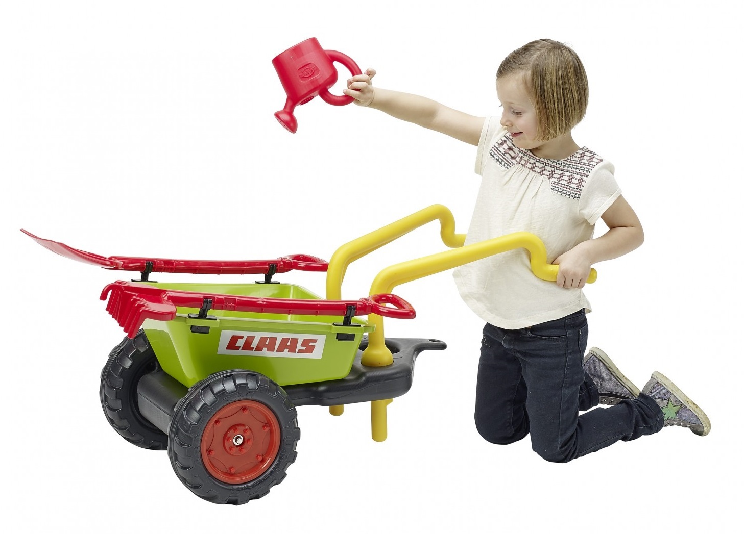 Falk: Claas Wheelbarrow Trailer - With Little Gardner Set