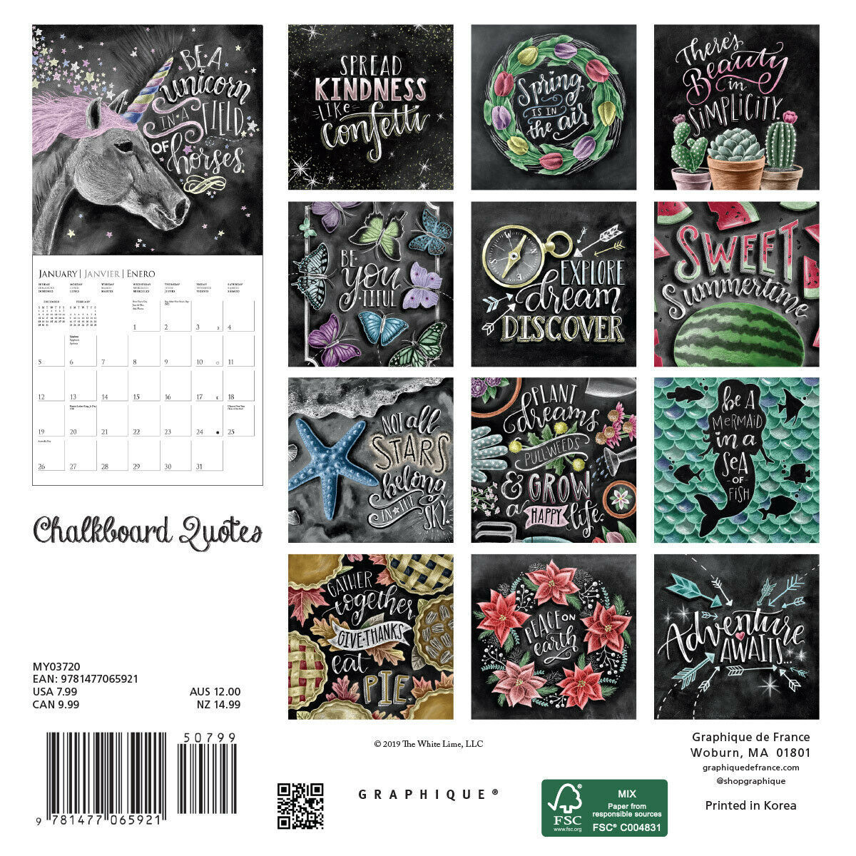 Chalkboard 2020 Mini Wall Calendar image