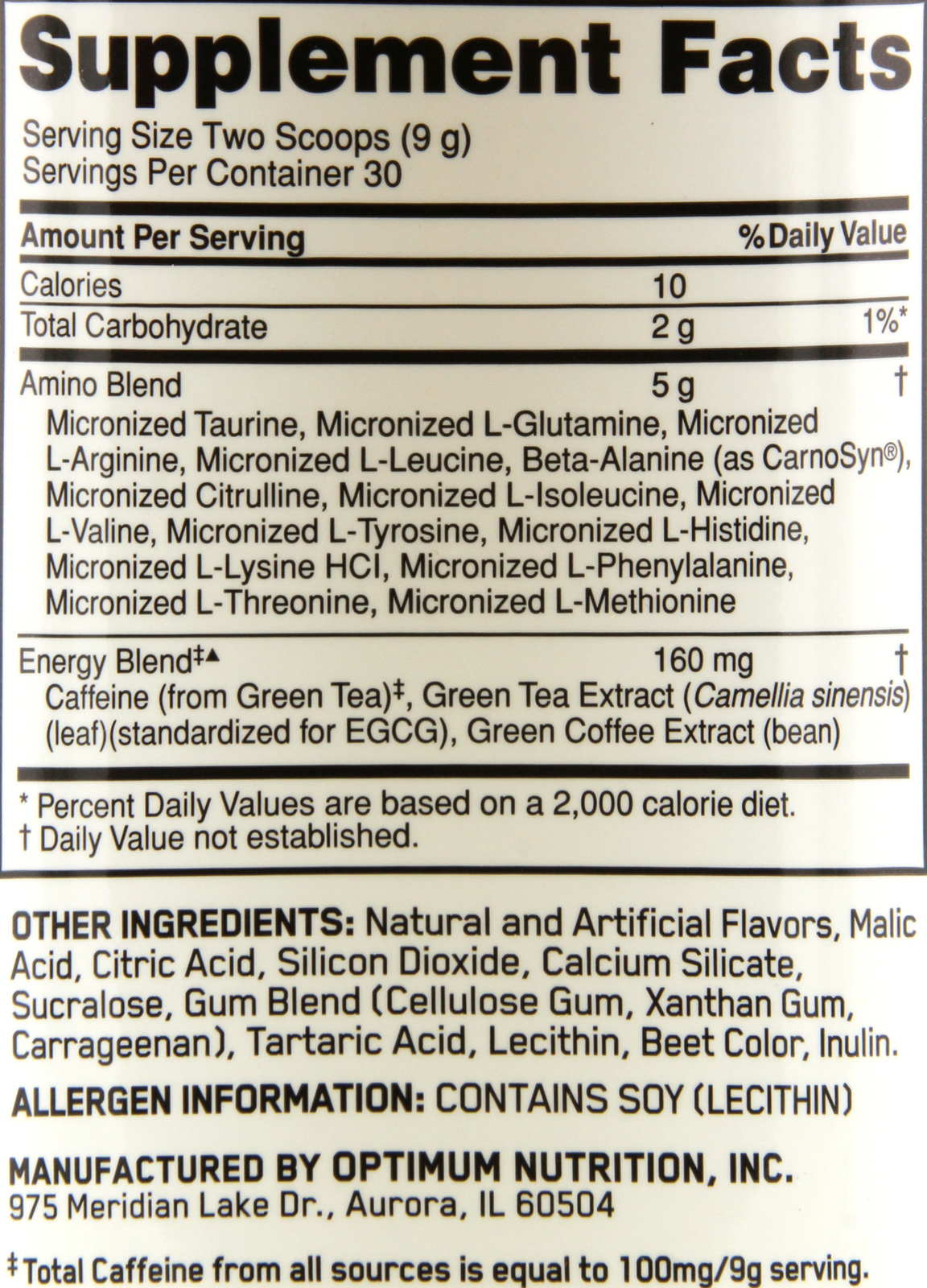 Optimum Nutrition Amino Energy Drink - Watermelon (30 Serves) image