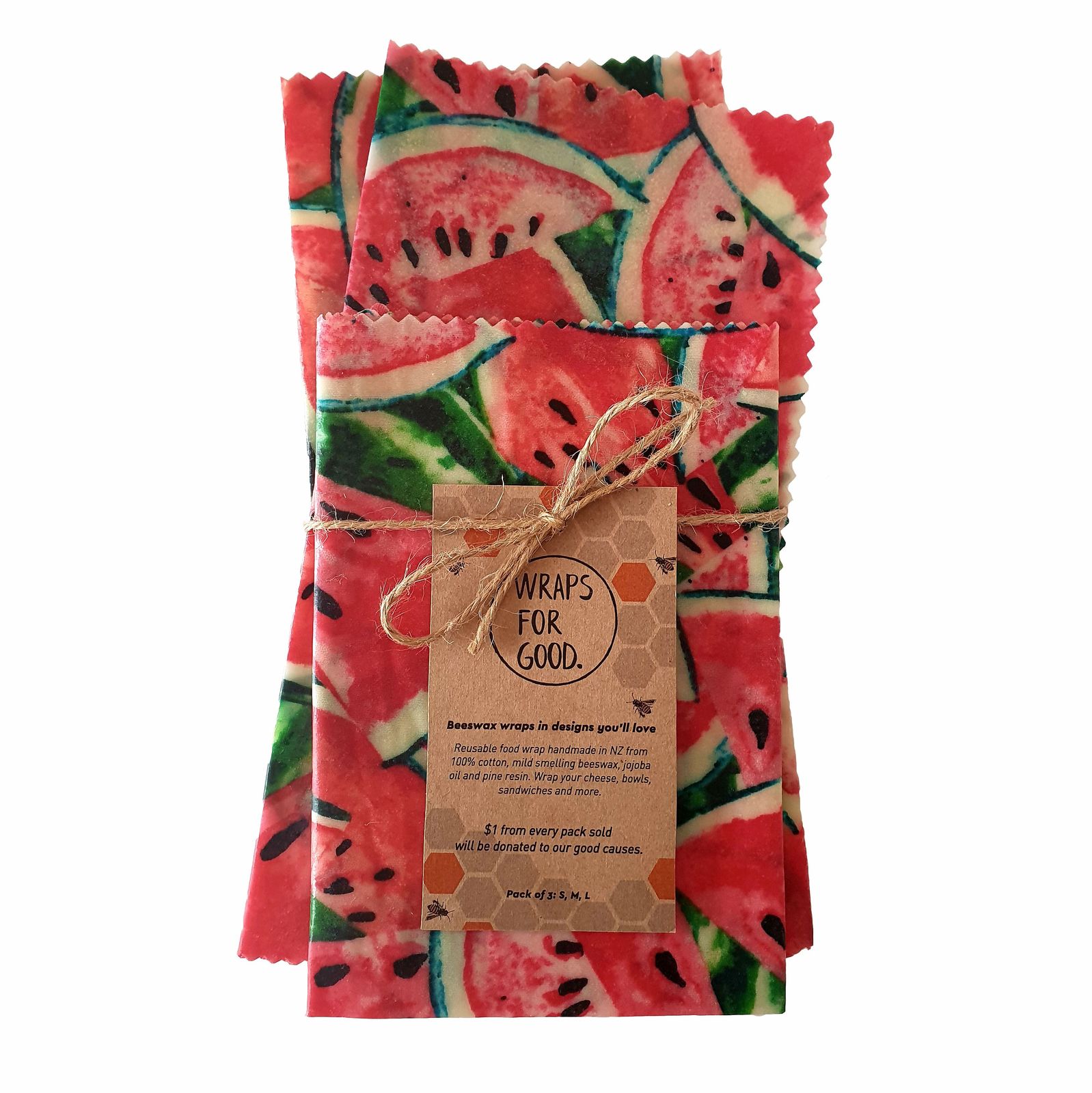 Beeswax Wraps Reusable Food Wrap - Watermelon image