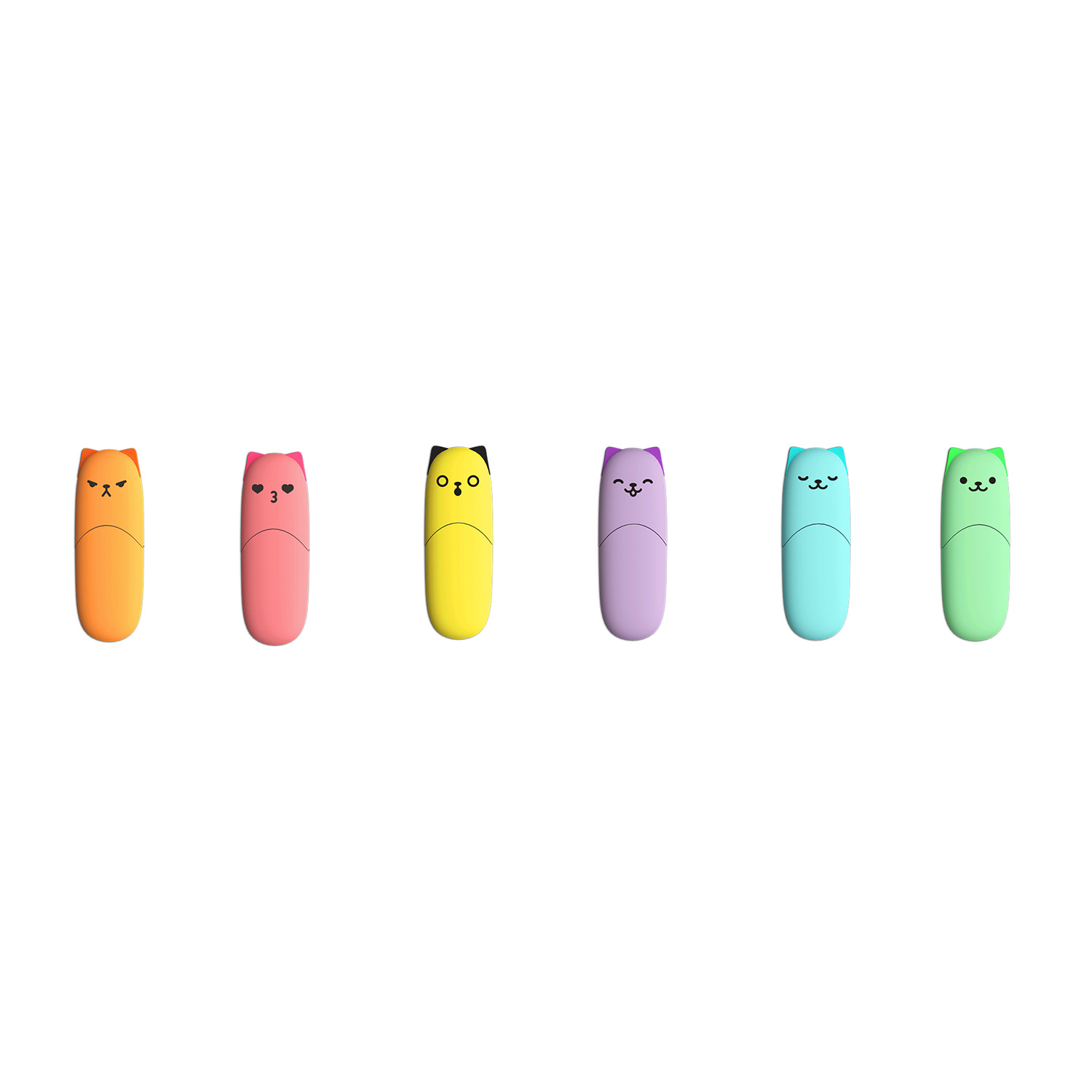 Buy Mustard Kitty Cat Highlighters Pack of 6 at Mighty Ape NZ