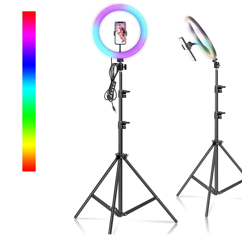 26cm RGB LED Selfie Ring Fill Light with 2.1m Tripod