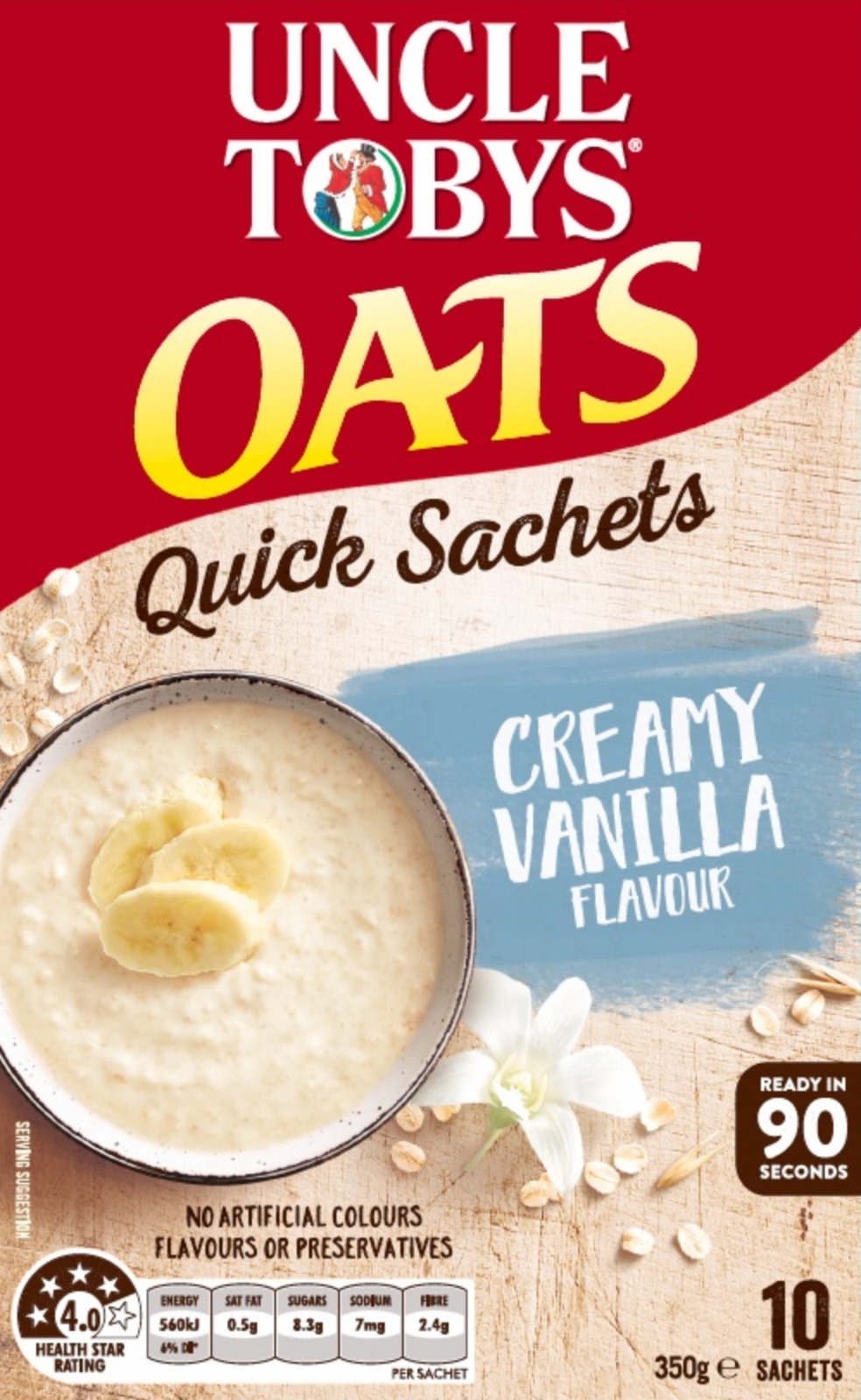 Uncle Tobys Oats (Creamy Vanilla, 350g) at Mighty Ape NZ