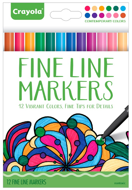 Crayola Colour Escapes: Contemporary Fine Line Markers - 12 Pack image