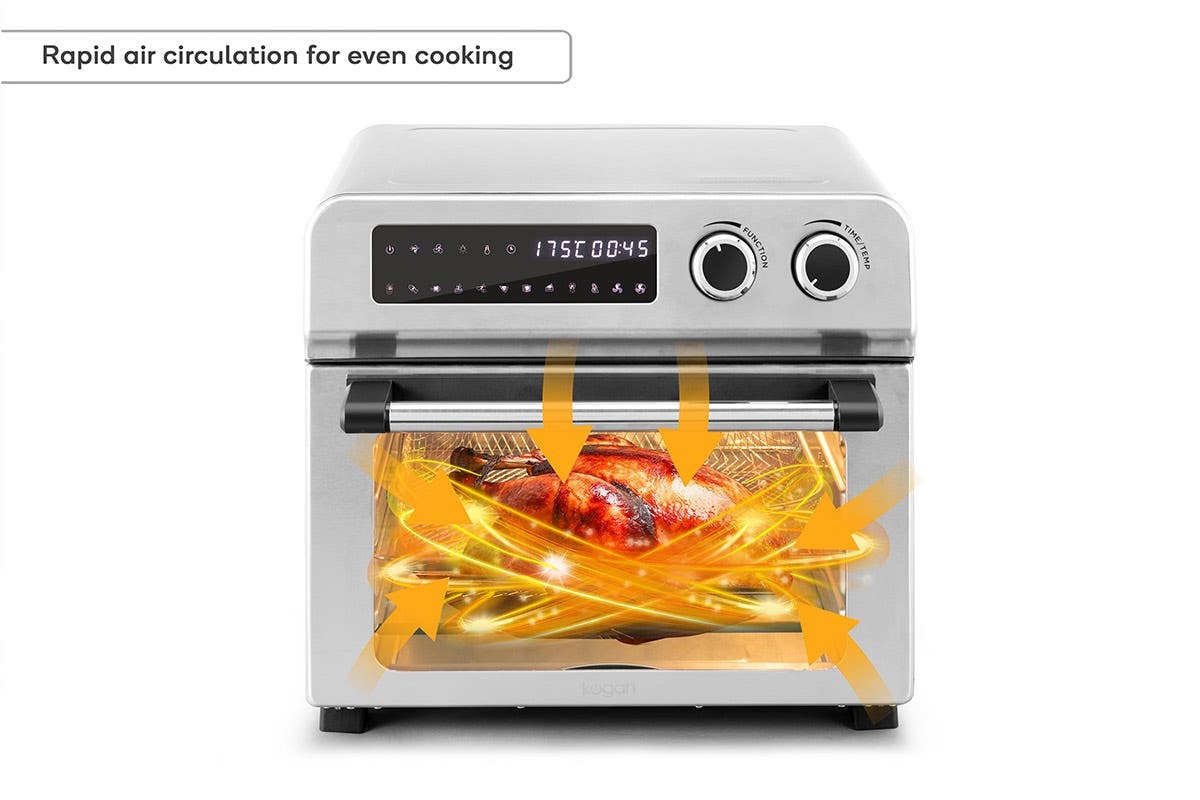 Kogan 23L 1700W Digital Air Fryer Oven (Stainless Steel) at Mighty