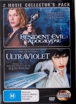 Resident Evil - Apocalypse / Ultraviolet (2006) - 2 Movie Collector's Pack (2 Disc Set) on DVD, UV Resident Evil - Apocalypse / Ultraviolet (2006) - 2 Movie Collector's Pack (2 Disc Set) on DVD, UV