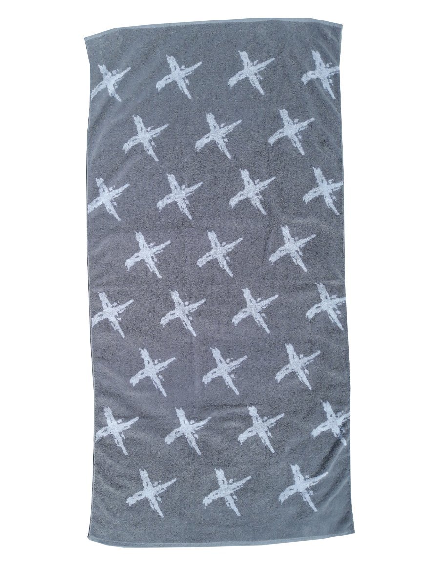 Towelling It XL Beach Towel Grey Cross at Mighty Ape NZ
