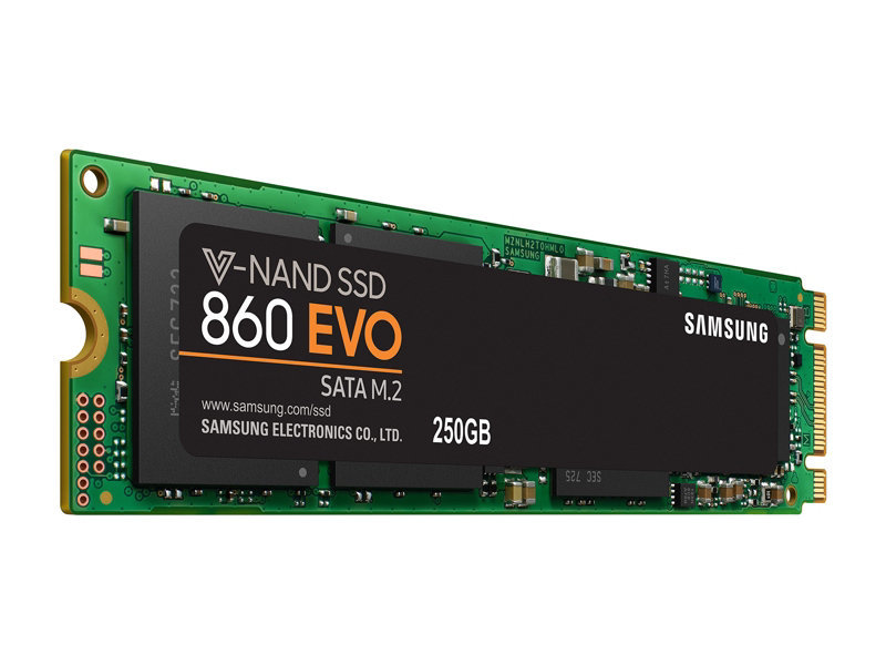 250GB Samsung 860 EVO V-NAND M.2 (2280) SSD SATA III 6GB/s, R/W(Max) 550MB/s/520MB/s image
