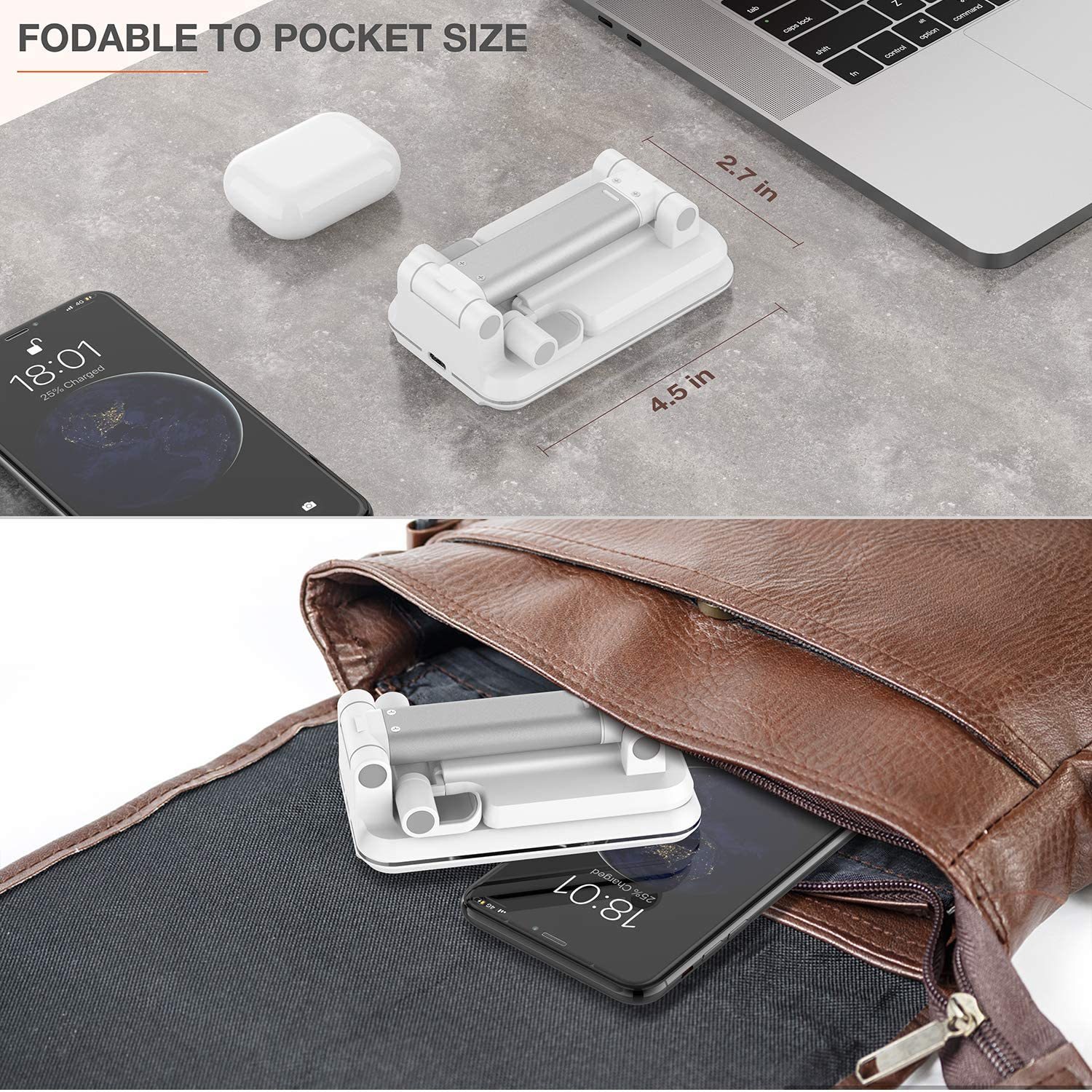 2-in-1 Dual Wireless Charging Stand - White image