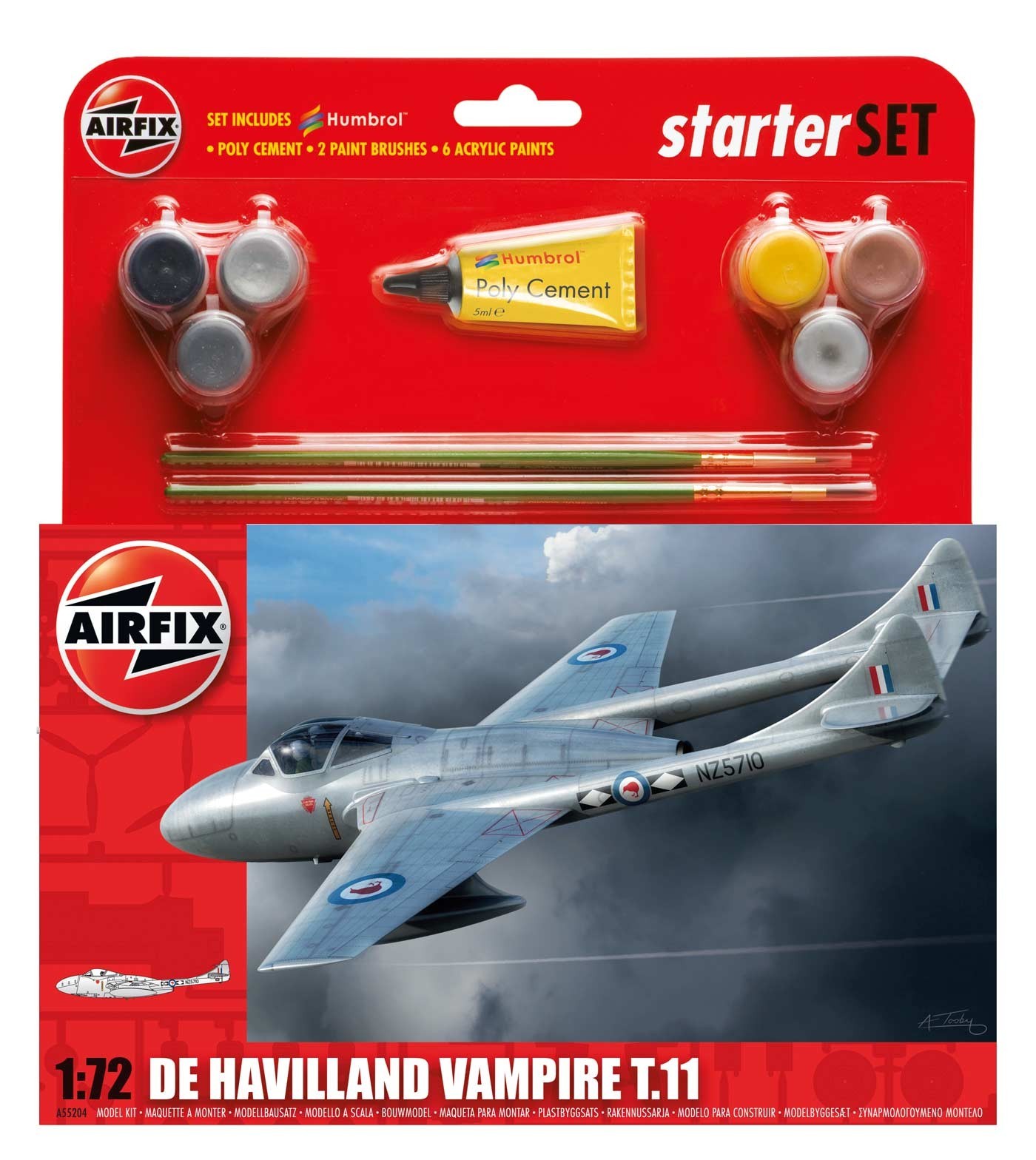 Airfix De Havilland Vampire T11 Starter Set 1/72 Model Kit