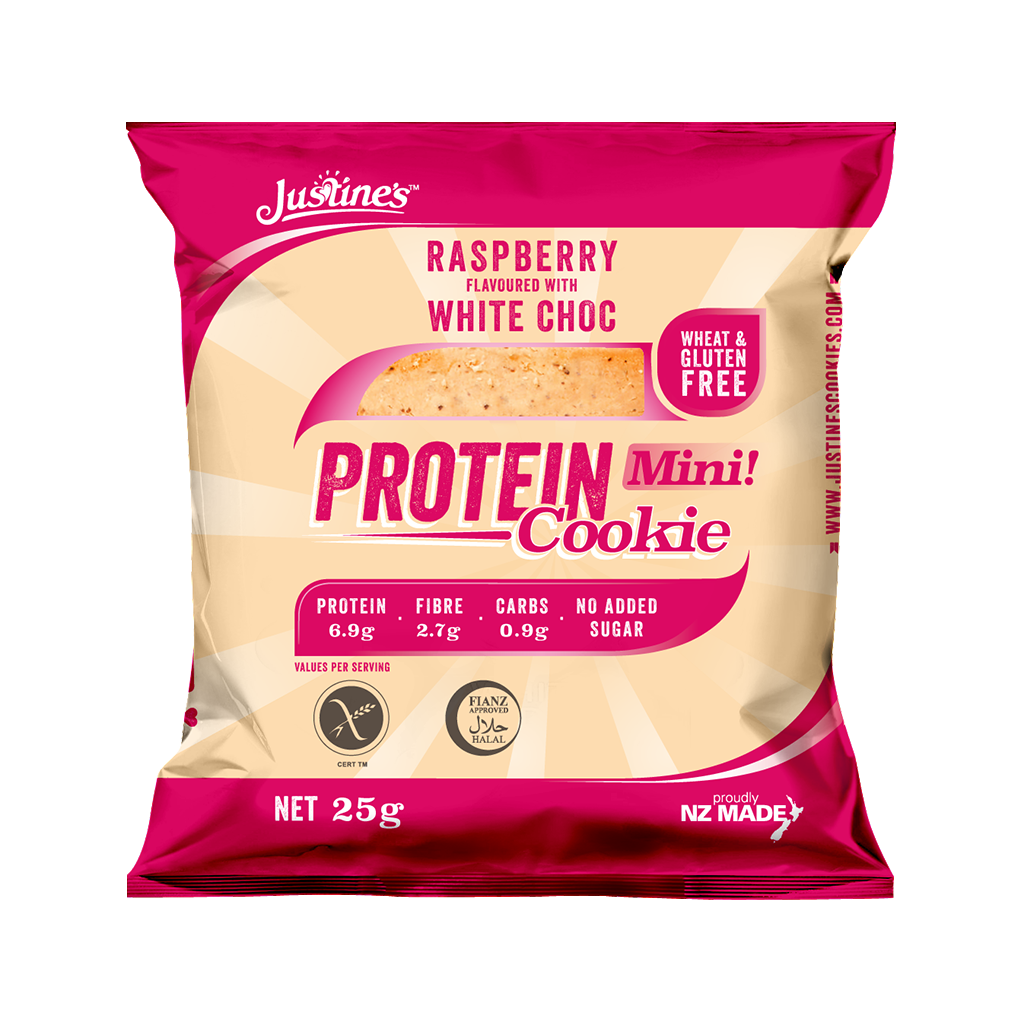 Justine's Mini Protein Cookies - Raspberry White Chocolate (10 x 25g) image