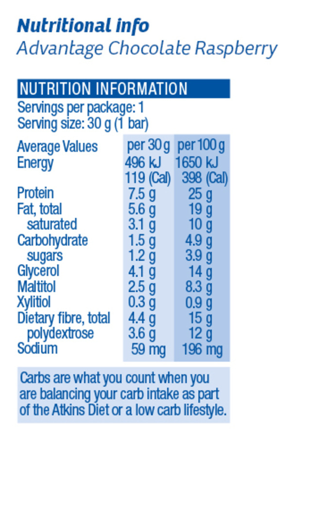 Atkins Advantage Bars - Chocolate Raspberry (Box of 5) image