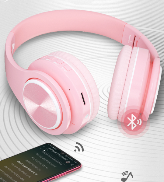 Wireless Bluetooth Headset with Noise Cancelling Microphone Pink at