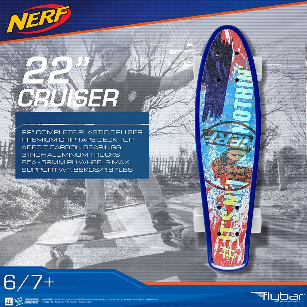 Flybar: Nerf Grip Tape Cruiser - 22" Skateboard (Blue Paint) image