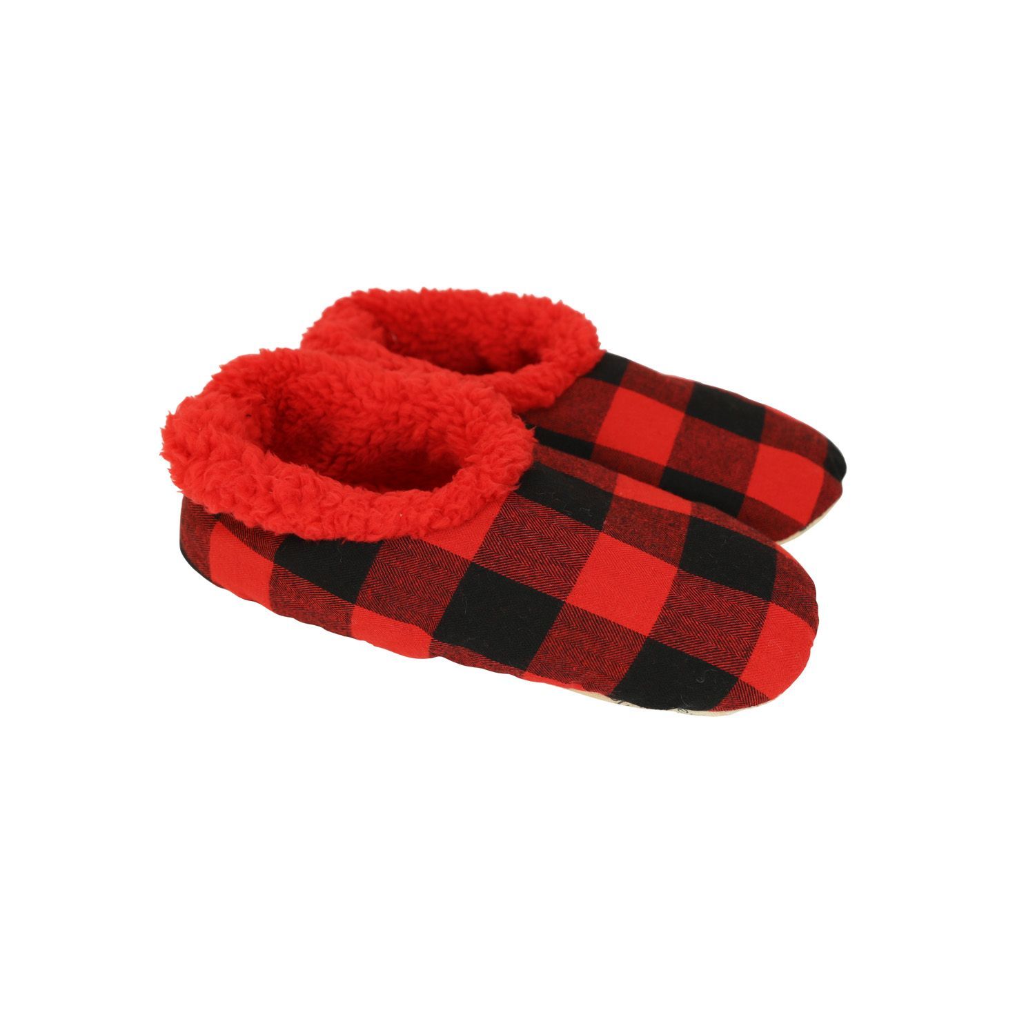 Slumbies Red/Black Men's Plaid Slippers (M) image