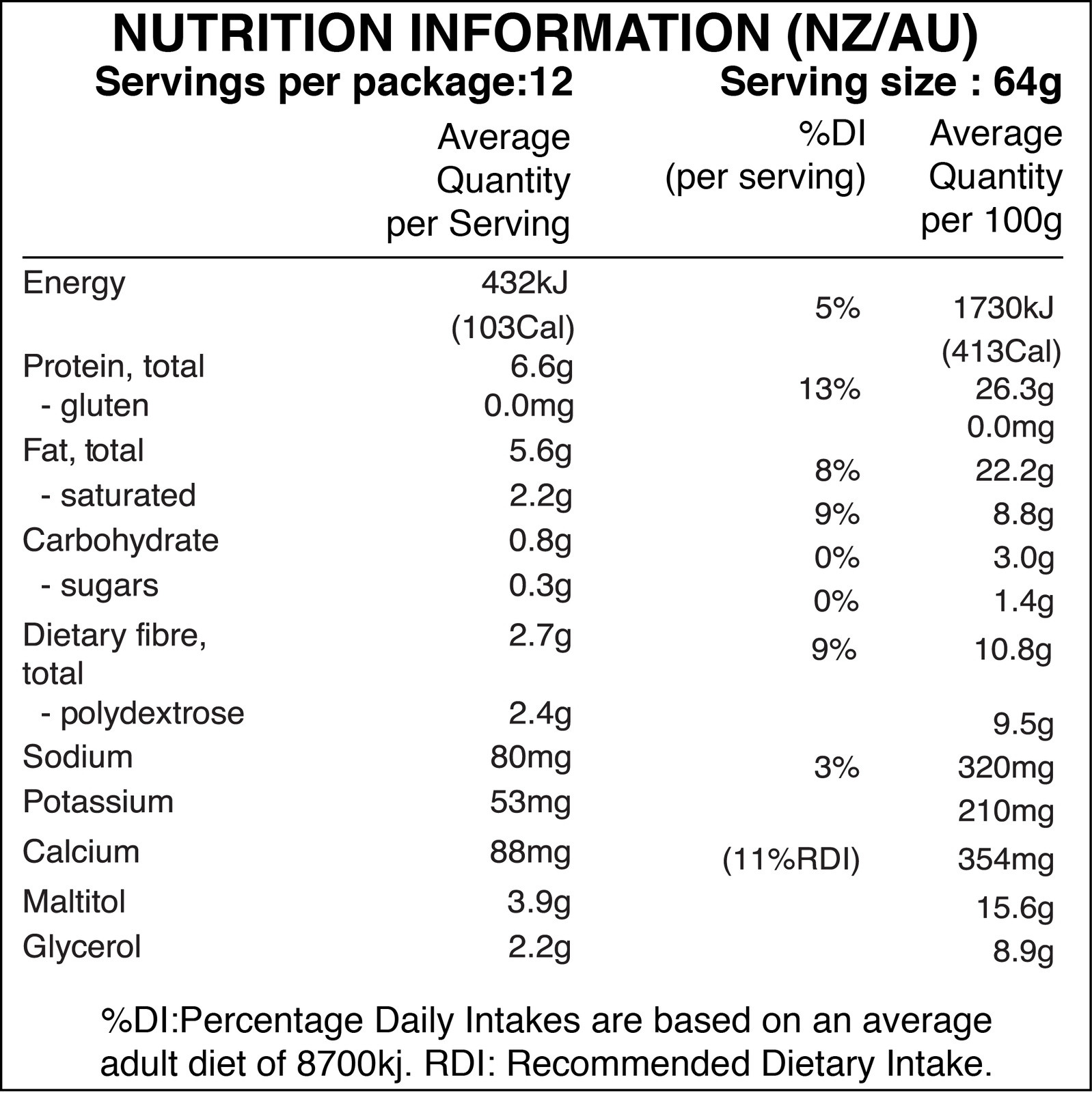 Justine's Protein Cookies - Chocolate Chip (12 x 64g) image