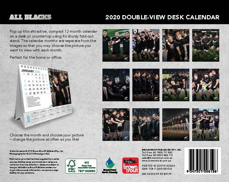 All Blacks 2020 Desk Easel - Double View Calendar