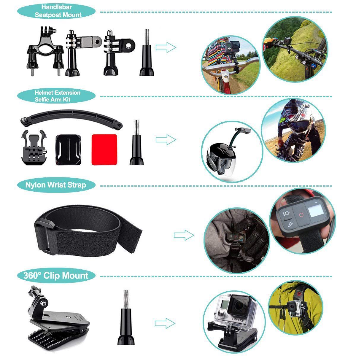 Ape Basics 50 In 1 Action Camera Accessories Kit For Gopro Hero 10 9 8 7 6 5 4 3 Max At Mighty Ape Nz