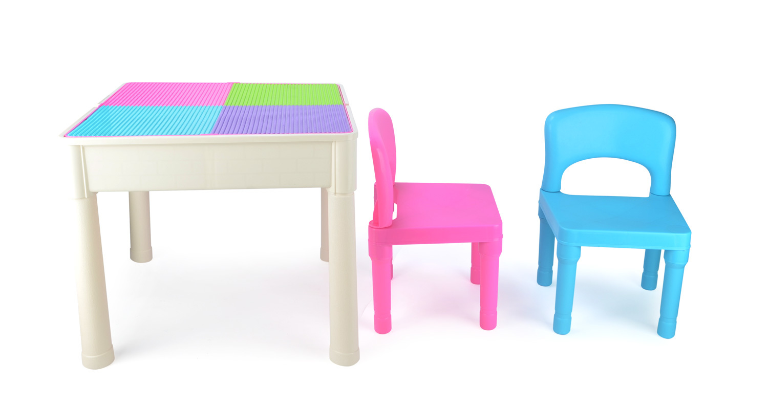 Kids Square 3-in-1 Activity Table With 2 Chairs (Pastel) image