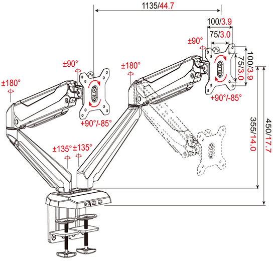 Gorilla Arms Dual Gas Spring Integrated Monitor Mount image