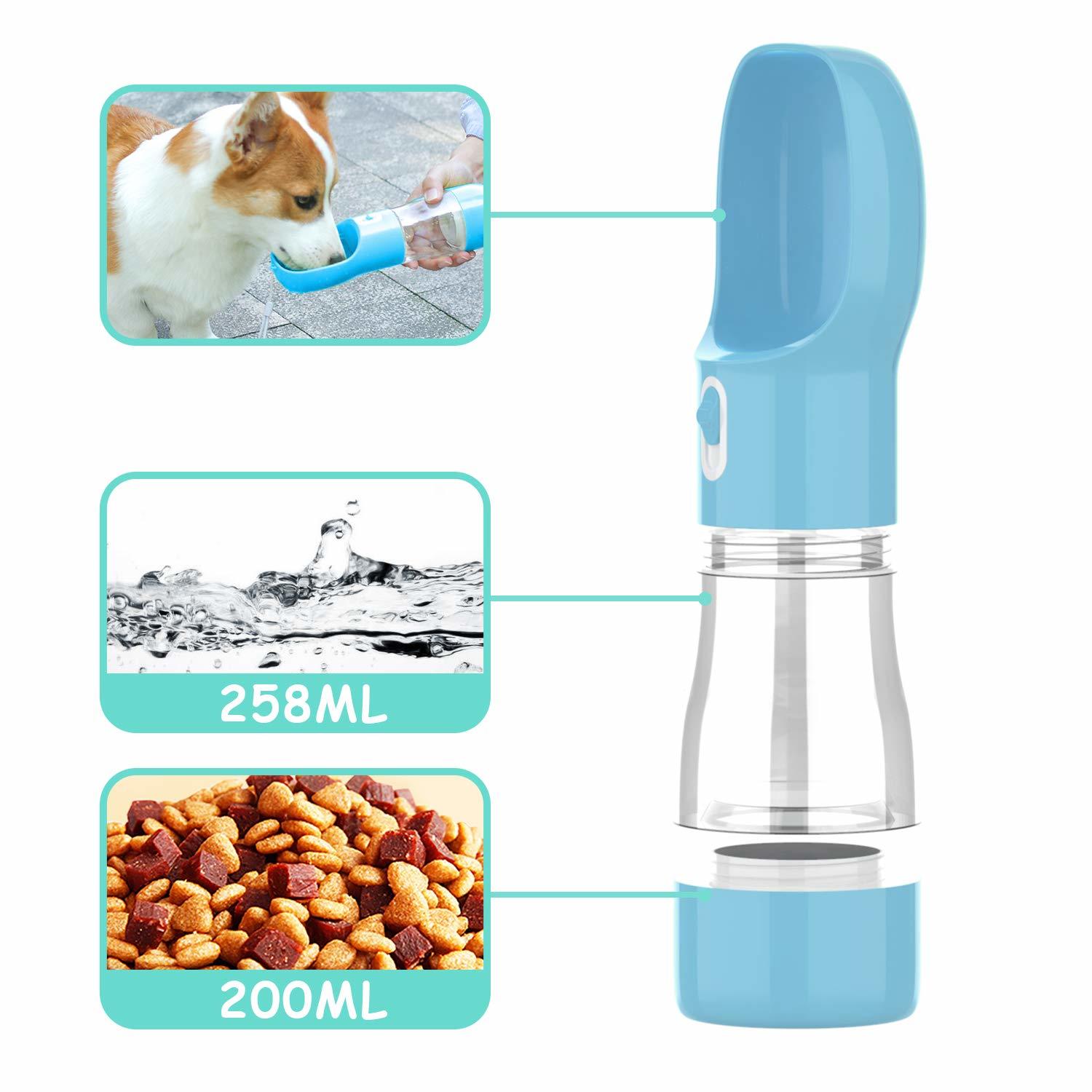 Pet Water Bottle With Snack Compartment - Blue image